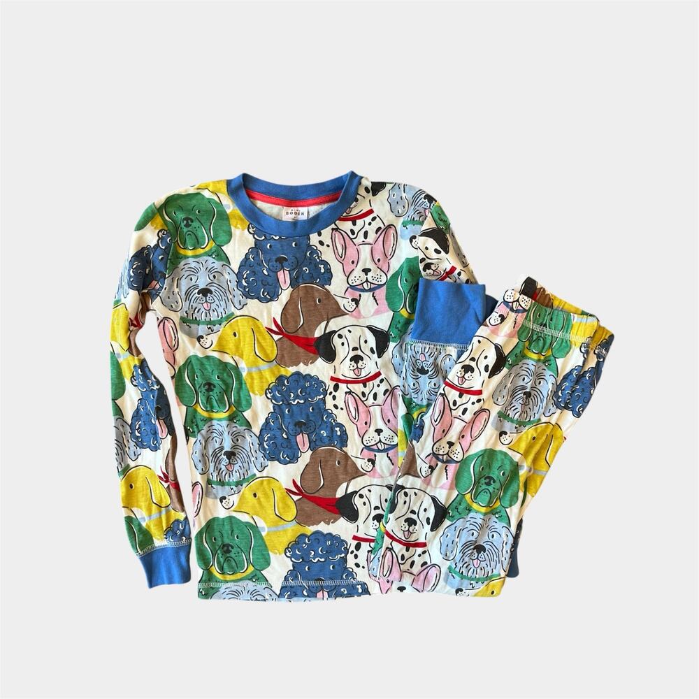 Mini Boden Snug Long John Dog Print Pajamas 9 years